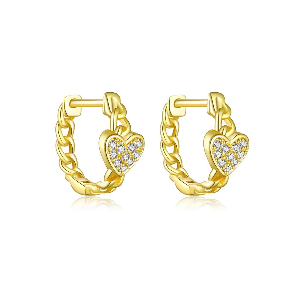 ANDYWEN 925 Sterling Silver Hoop Earrings Gold Plated Ladies Earrings Heart Shaped Earrings Sparkling Cubic Zirconia Fine Jewelry