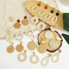 Personality Bamboo Rattan Hand-woven Geometry Drop Dangle Earrings for Women Temperament Summer Beach Stud Jewelry Holiday Gift