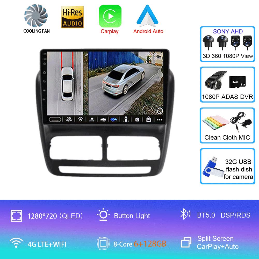 Car Radio Android 14 For FIAT Doblo 2010 2011 2012 - 2015 Navigation GPS Multimedia Video Player Stereo Carplay+auto WiFi+4G BT