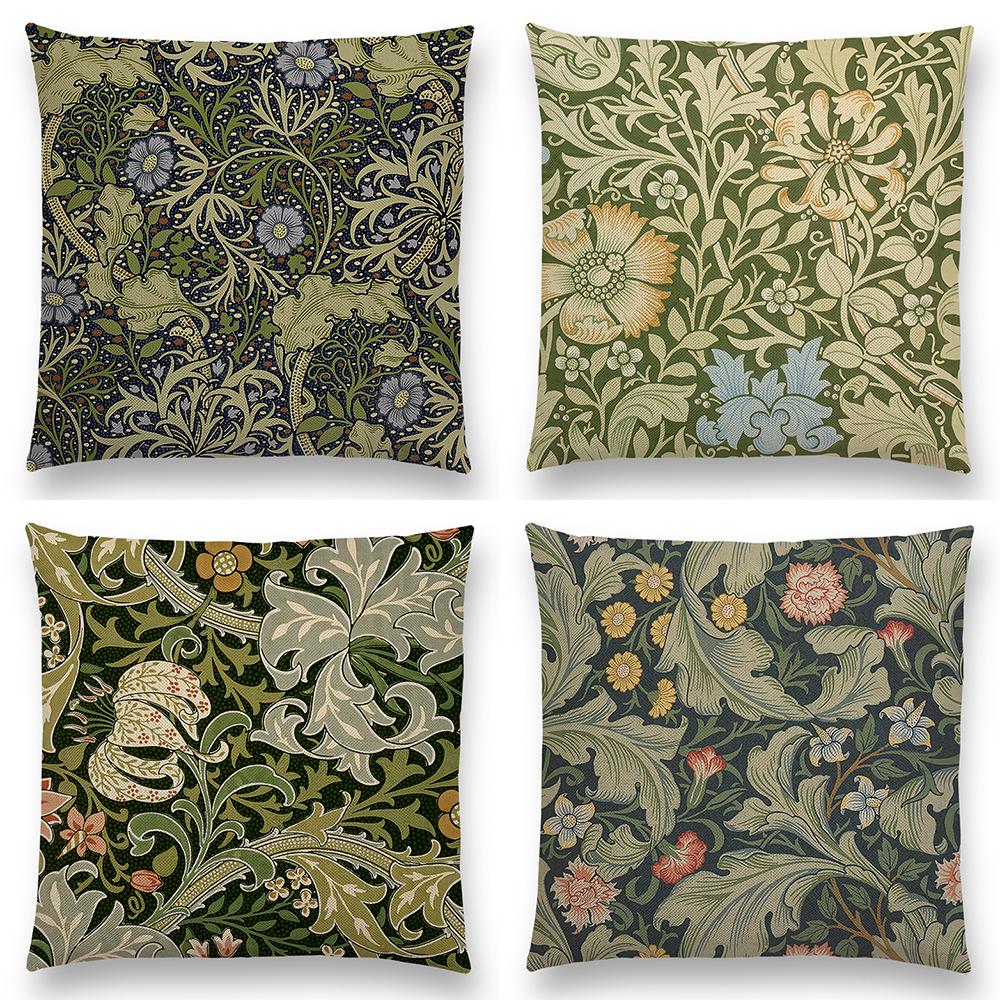 William Morris Thief Roter Kissenbezug, Leinen, Luxus-Überwurfkissen, Heimdekoration für Sofa, Wohnzimmer, Kissenbezug, 40 cm/45 cm/50 cm/60 cm