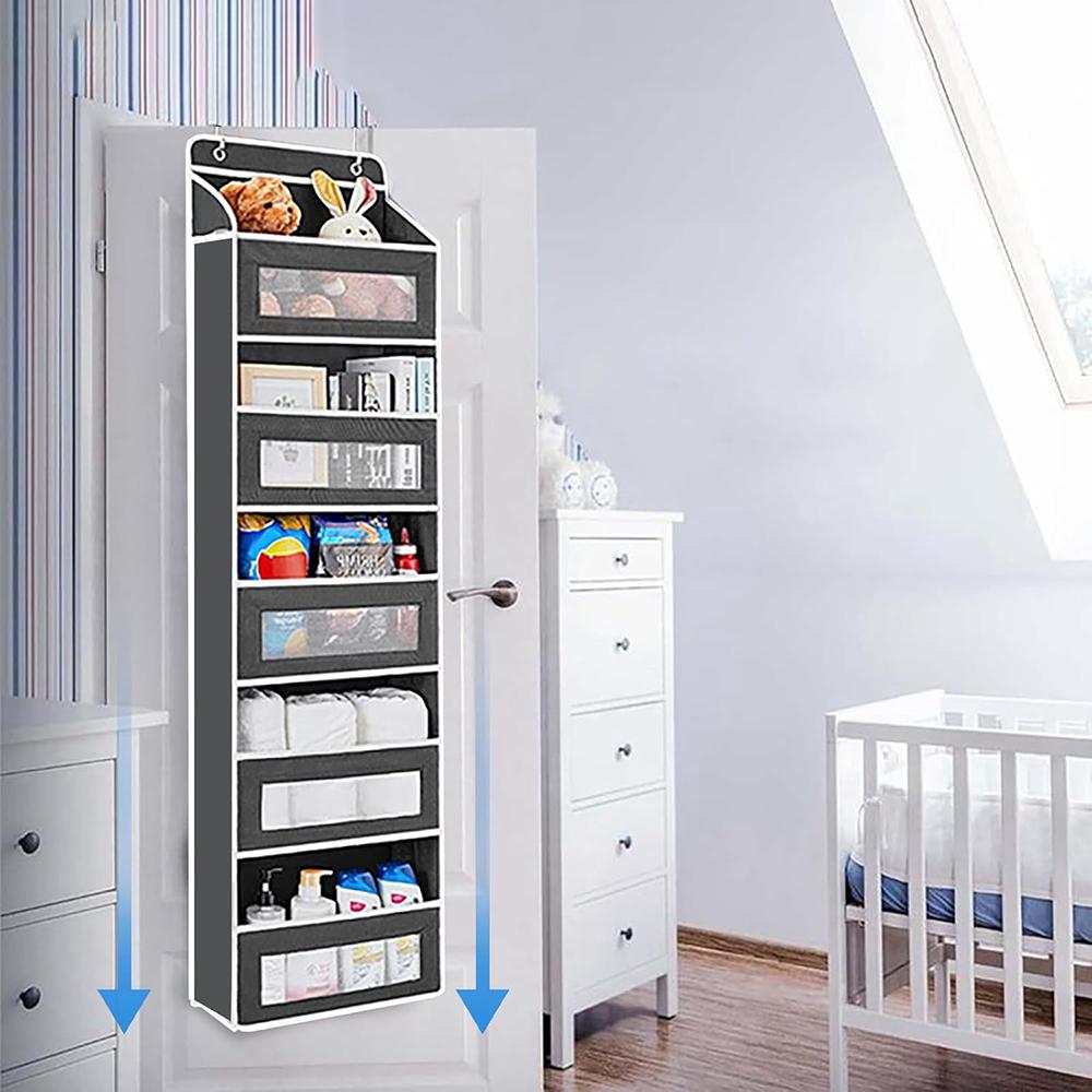 1 Piece 5-Layer Non-Woven Door Organizer Rack Large Capacity Hanging Storage Bag for Bathroom Bedroom Door Storage Solution