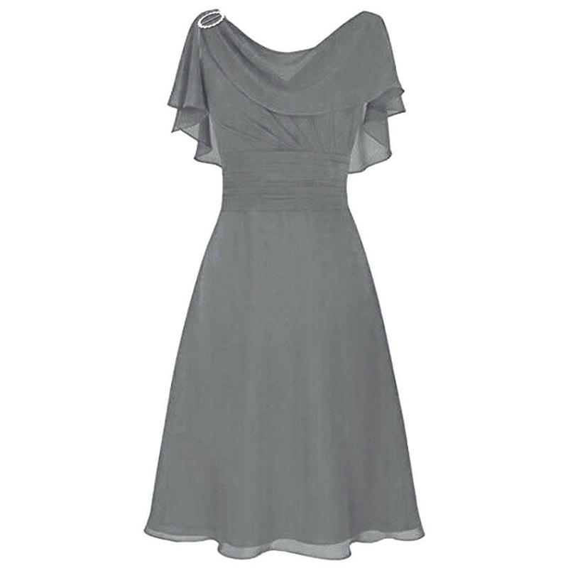 European and American New Chiffon Dress, Women's Sexy One-word Shoulder Wedding Dress Dress