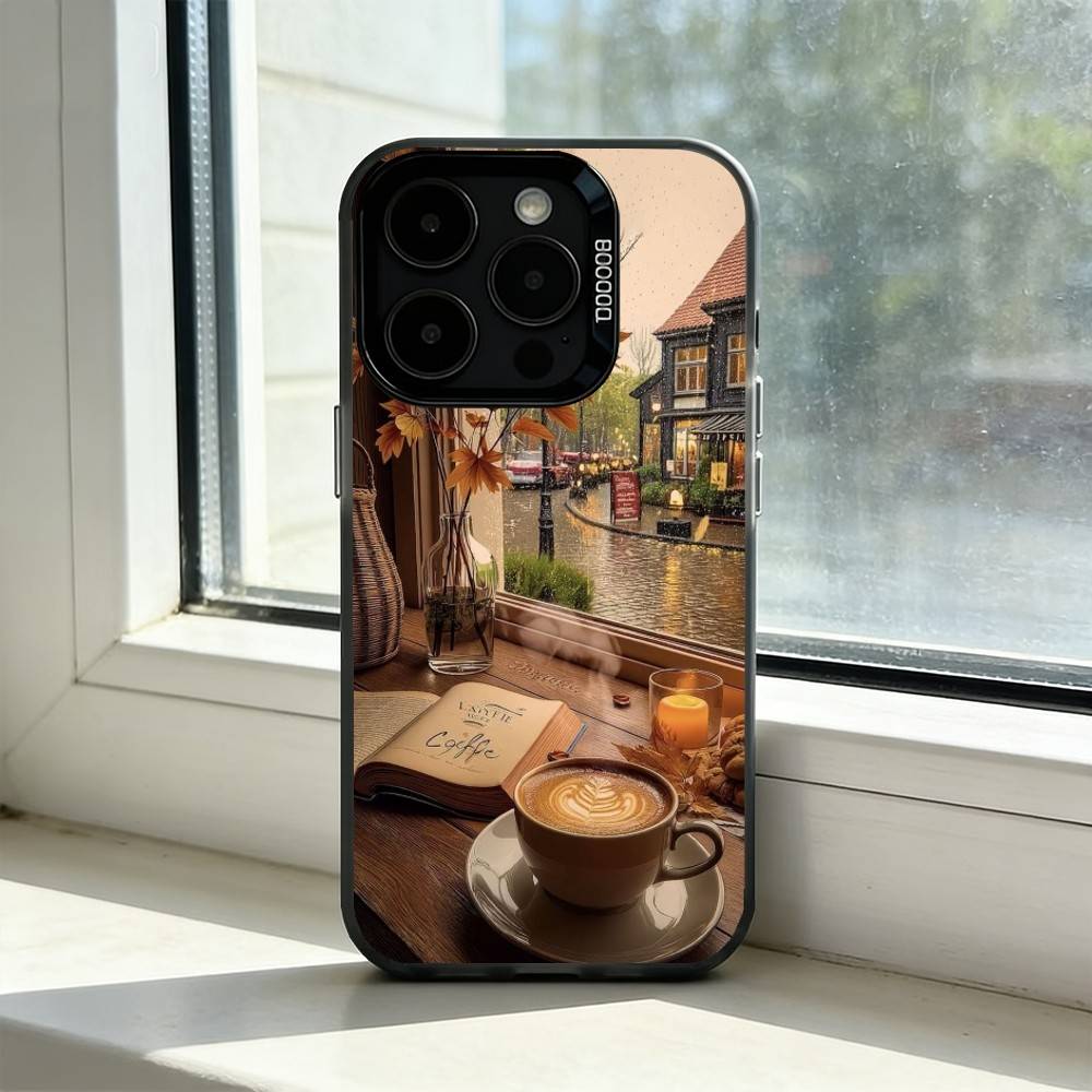 Coffee-Study Book illustration Phone Case For iPhone 17,16,15,14,13,12,11 Plus,Pro Max,XS,Colorful Silver Phone case Funda Cover