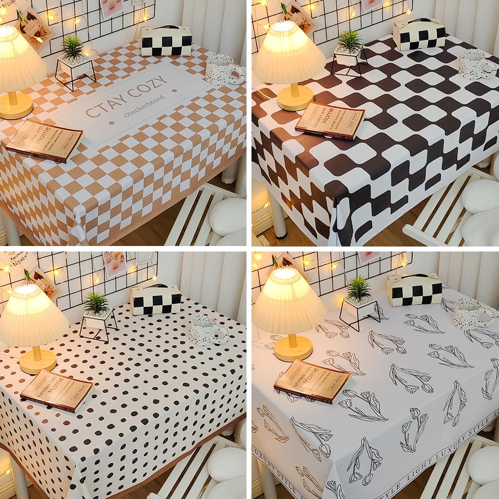 Mantel de PVC Impermeable y a Prueba de Aceite Estilo Nórdico - Rectangular, Diseño Artístico, Fácil de Limpiar, Mantel para Mesa de Comedor/Café