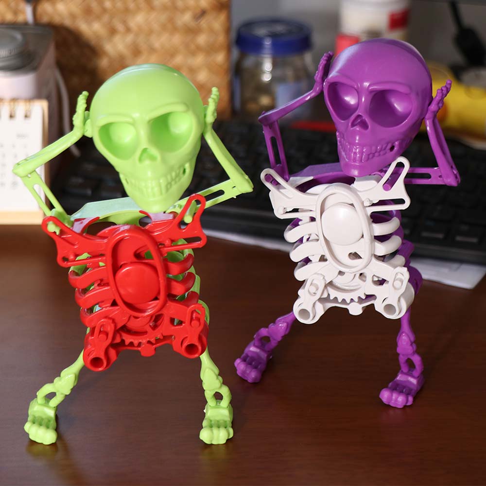 Dancing Skull Wind-up Dancing Skeleton Toy Plastic Spring Clockwork Toy  Desktop Ornament