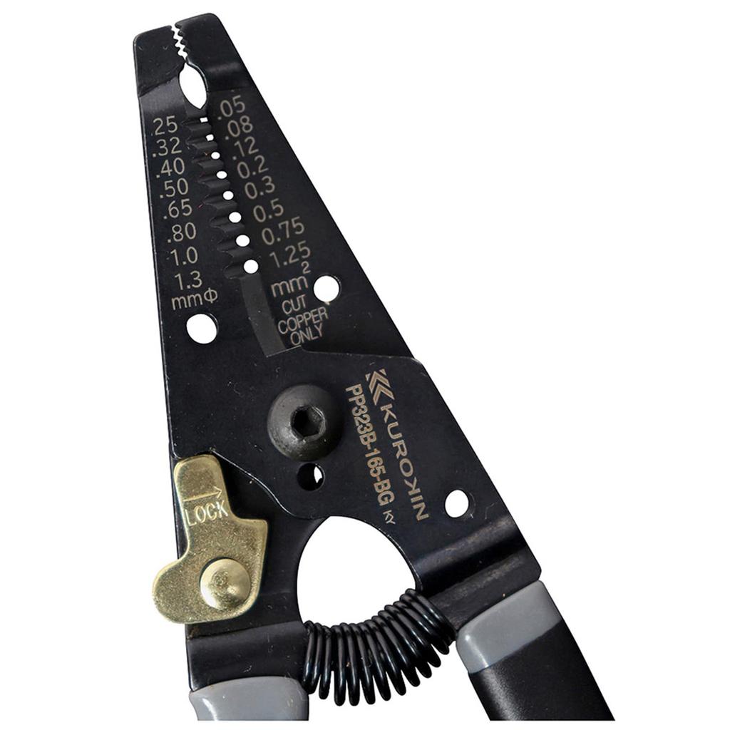 Fujiya Wire Stripper Type B, 165mm, Black Gold with Spring, PP323B-165-BG, Black