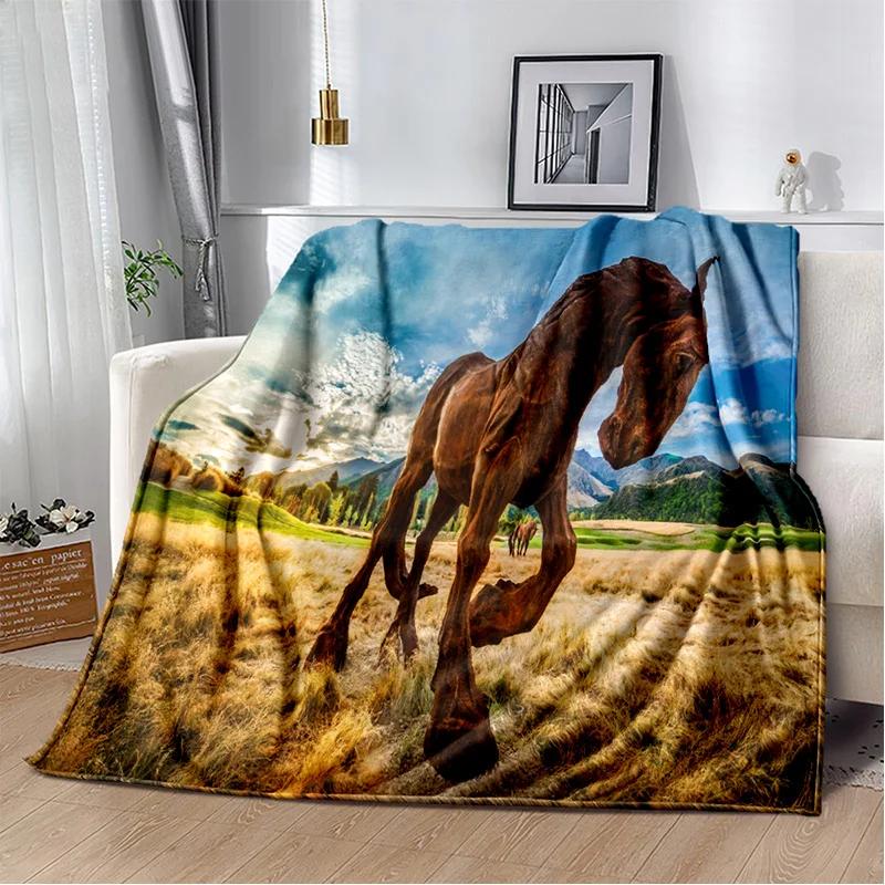 Horse Animal Pentium Gallant Steed Blanket,Soft Throw Blanket for Home Bedroom Bed Sofa Picnic Travel Office Cover Blanket Kids