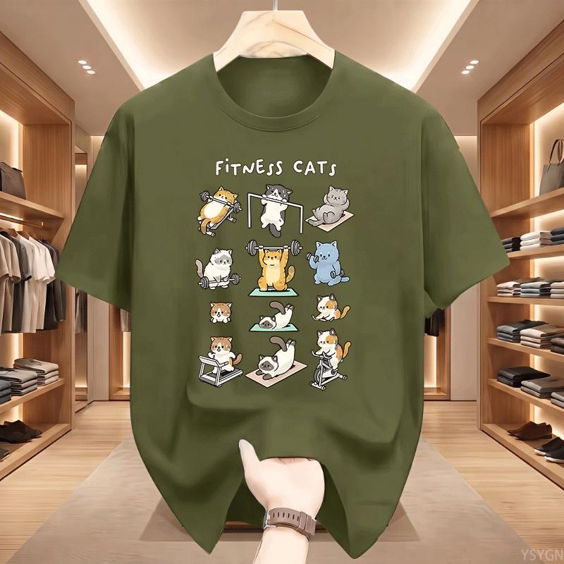 Funny Cat Tshirt Unisex Unisex Fitness Cats Gym Workout T Shirt Husband Gift For Him Round Neck Printed Streetwear Clothes Tops