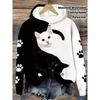 Bequemer Damen-Hoodie mit Katzenprint - Lässiger Pullover mit langen Ärmeln