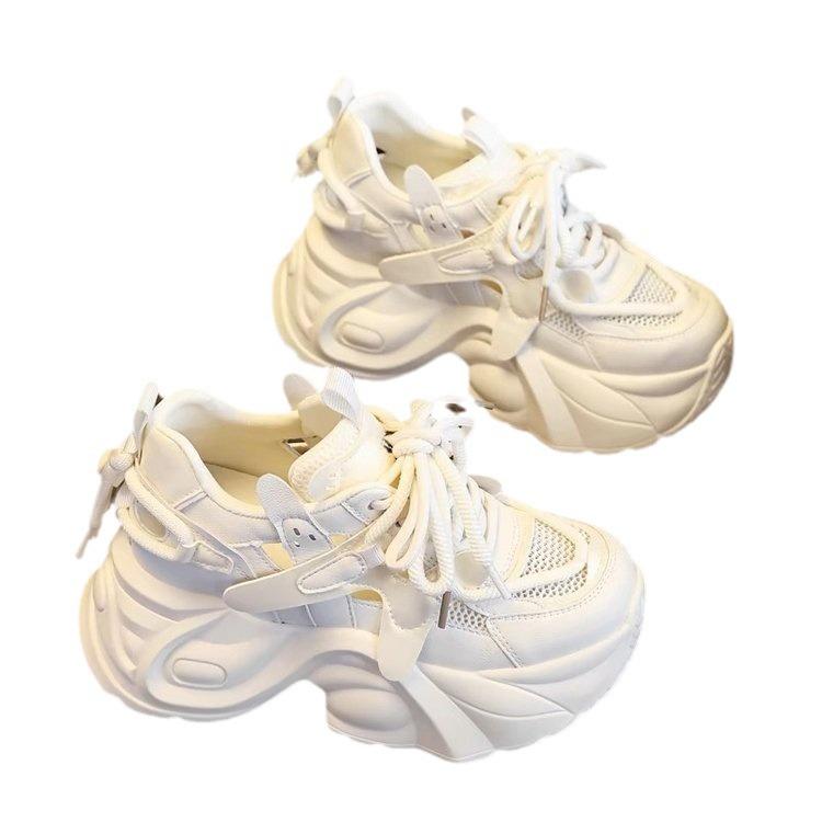 Mesh ademende dad schoenen dames 2025 zomer nieuw holle dikke zool binnen hoogteverhoging sport- en vrijetijdsschoenen dames ins tide