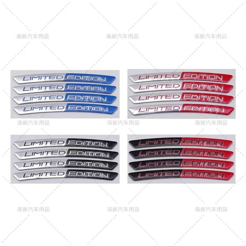 4pcs/set New Aluminium Limited Edition Wheel eyebrow Alloy Sport Emblem Car Wheel Hub Stickers For Universal Car Accessories