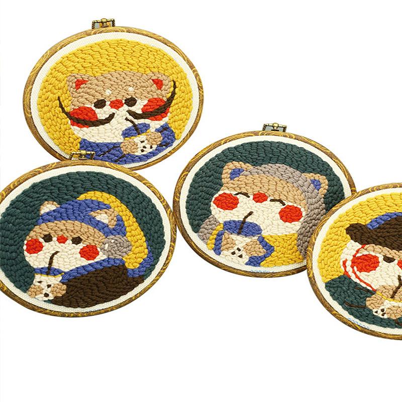1pc Kitten Pattern Russian Stamping Embroidery DIY Yarn Painting Embroidery Material Kit