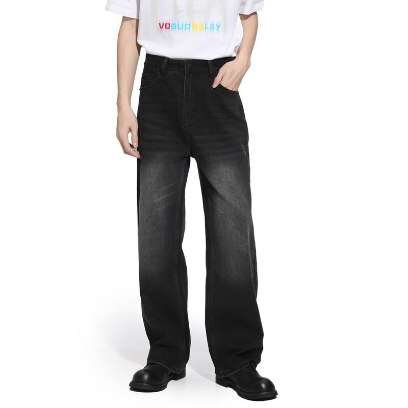 VOGUO RELAY Unisex Retro Washed Distressed Straight-Leg Jeans