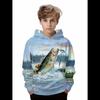 Boy Clothes Fishing Print Children's Hoodies Loose Casual Child Sweatshirt Fashion Tops Outdoor Comfortable Children's Clothing