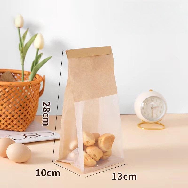 20pcs StoBag Kraft Bakery Bags with Clear Window Reclosable Zipper Bags for Bread Cookies Pastry Candy Cafe Takeout