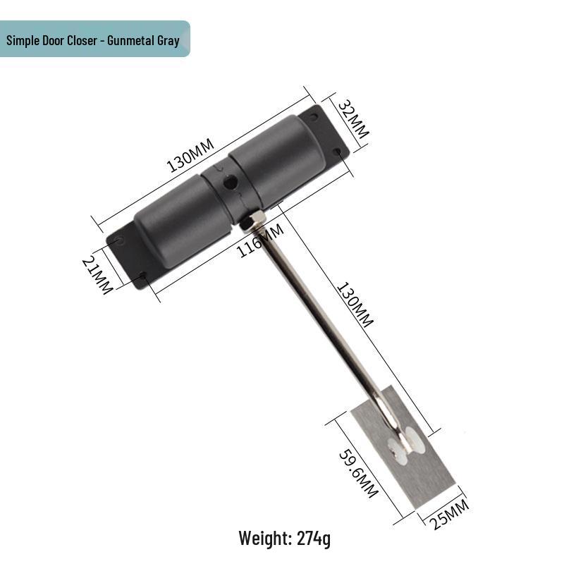 Automatic Wooden Door Closer with Spring Buffer for Smooth Rebound