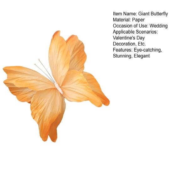 Jättefjäril Festdekoration Stor Konstgjord Pappersfjäril för Bröllopsfest Bankett Hem Trädgård Bakgrundsdekor