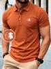 Men's Casual Polo Shirt with Pattern Print - Breathable & Short Sleeve Label Golf Shirts for Business Casual Daily Wear