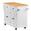 VEVOR Kitchen Island Cart with Solid Wood Top, 90 cm Width Mobile Carts with Storage Cabinet, Rolling Kitchen Table with Spice Rack, Towel Rack