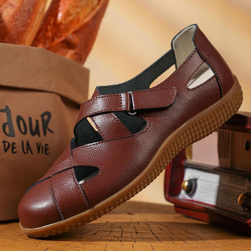 Summer Women's Hollow-out Velcro Plus Size Closed-toe Sandals