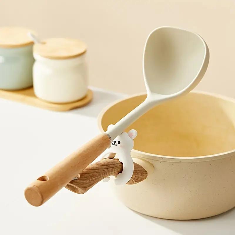 1PCS Rabbit Portable Silicone Anti-overflow Pot Lid Clip Anti-scalding Spoon Holder Support Rack Kitchen Universal Spatula Bracket Clip