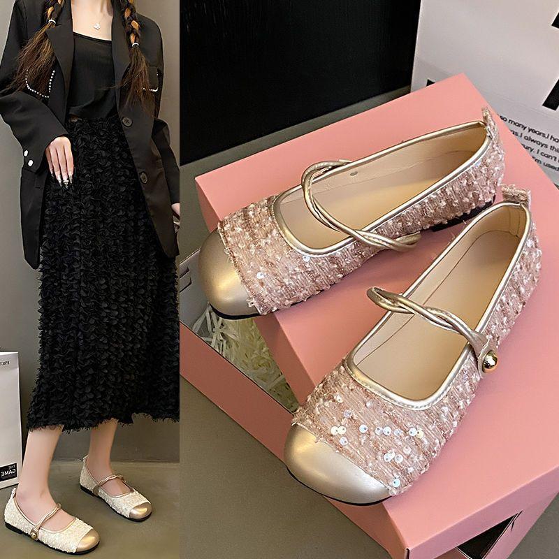 Evening shoes grandma shoes gentle single shoes women's 2025 spring temperament flat bottom small fragrant style square head new Mary Jane shoes