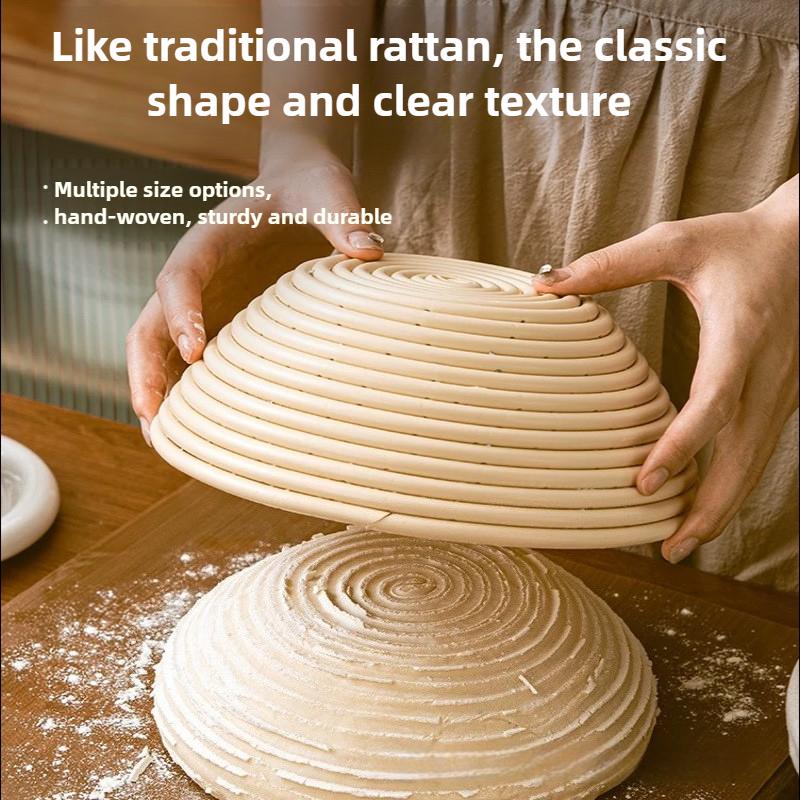 Food-Grade Plastic Bread Proofing Baskets - Handwoven European Style Round & Oval Molds with Lids, Artisan Baking Non-Stick Set