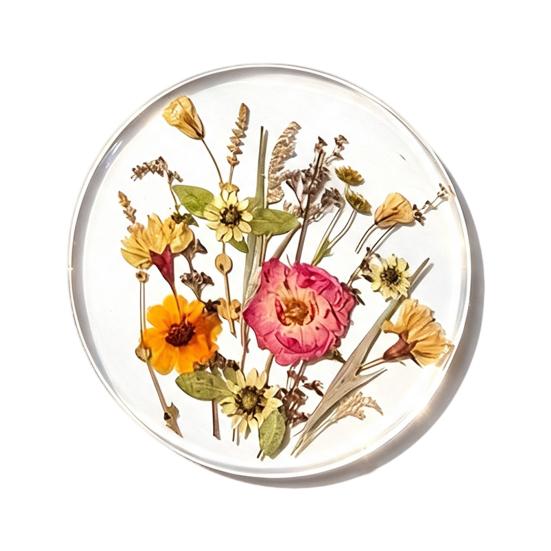 Non Slip Coaster Set Floral Print Acrylic Coaster, Non-Slip Surface Heat Resistant Protection Cup Pad, Pads Transparent Round Mat for Office Desk