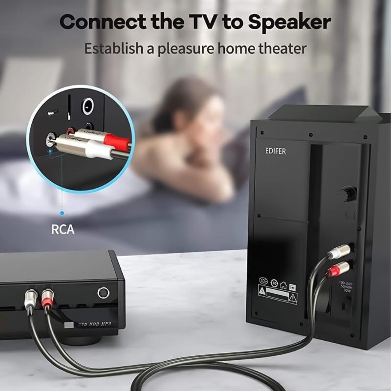 1-5m Long 2RCA Male to Male Stereo Cable 2RCA to 2RCA Connection Cord for Home Theater and Sound Systems