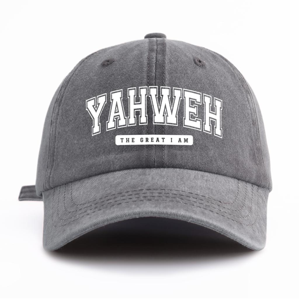 1pc YH Print Washed Baseball Cap for Adults,  Minimalist Retro Style Casual Soft Adjustable Dad Hat, Perfect As Gift
