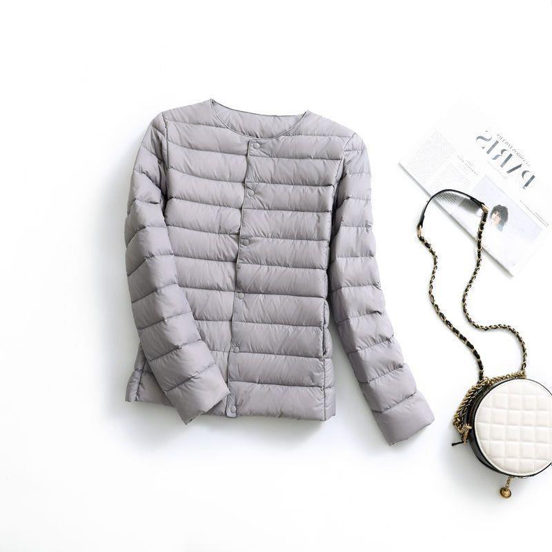 Womens Lightweight Short Down Jacket No Collar Thin Inner Layer Warm Fashionable Plus Size Outerwear