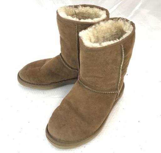 Rare New Zealand UGG Australia Sheepskin Mouton Boots W6 23.0 Brown(USED)