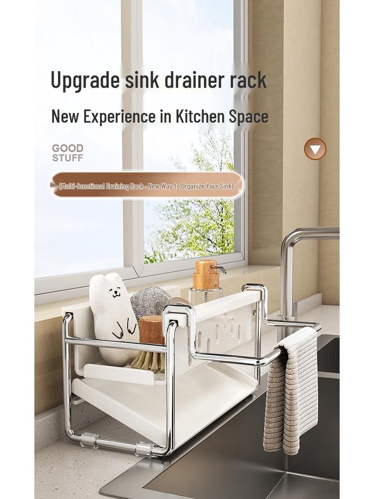 Multi-Functional Sink Sponge Holder Dish Rack - Hanging Kitchen Basket for Dishwashing Sponge and Rag Storage