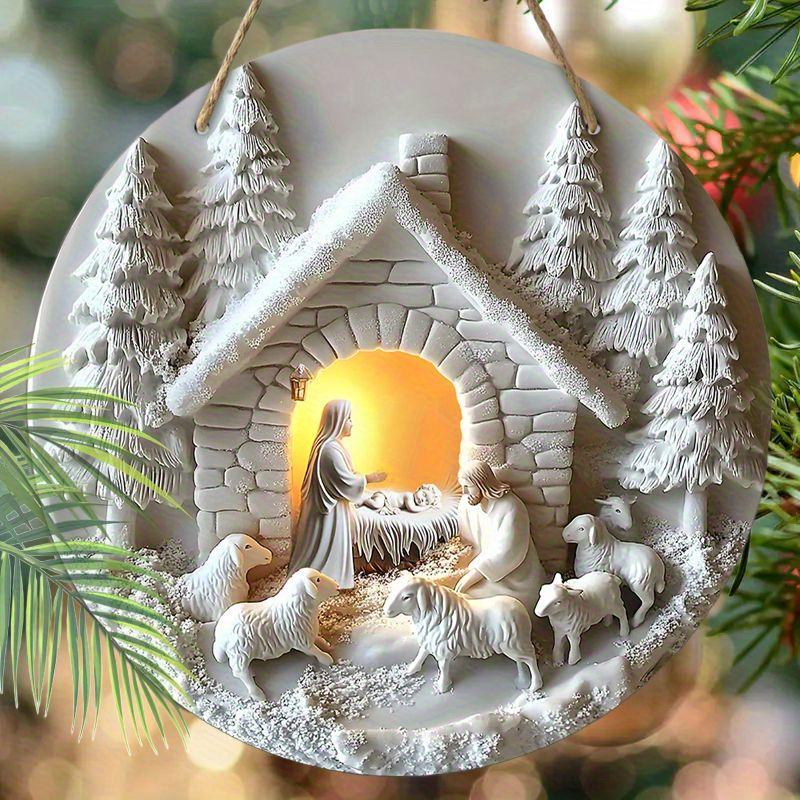 

Подвеска «Святая ночь», украшение для стен или дверей дома, плоская деревянная 2D, рождественское украшение, подарки для друзей и семьи 2D,Style1,1pc