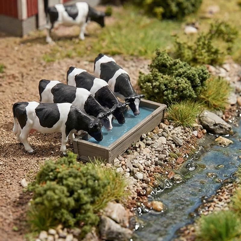 10Pcs Simulation Cattle Statues 1:87 Scale Tiny ABS Cow Models For Tabletop Bookshelf Display and Kids Room Decoration