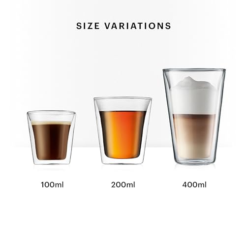 BODUM Canteen Double-Wall Glass Tumbler, 400ml, Set of 2, Insulates Hot and Cold Drinks, Double-Walled, Heat-Resistant, Microwave, Oven, Dishwasher, a