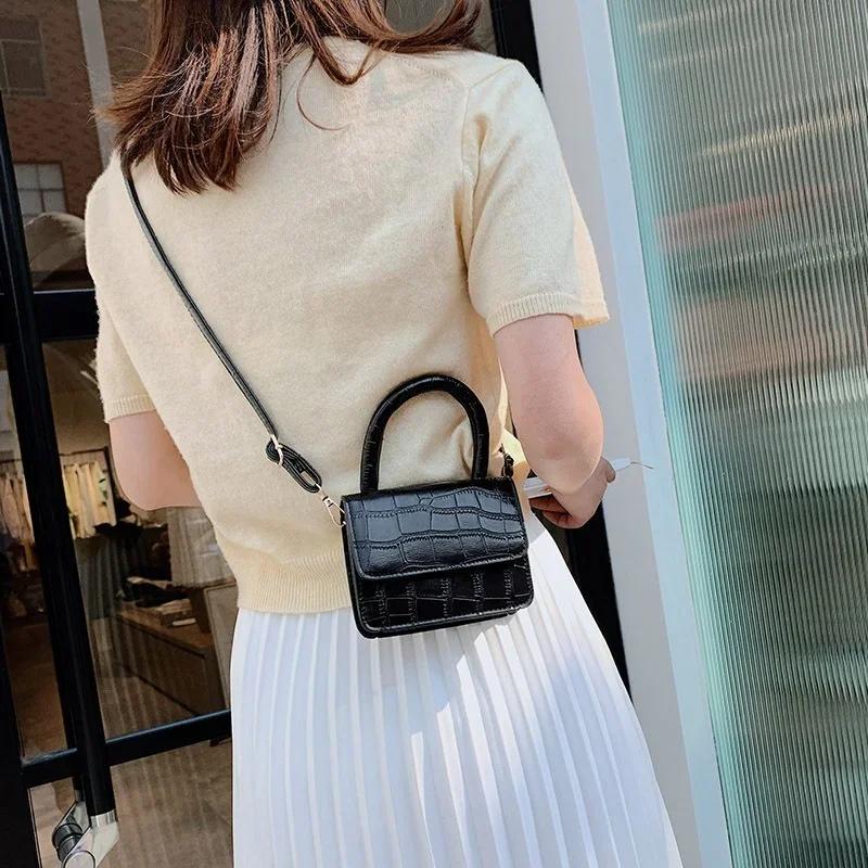 PU Leather Mini Shoulder Bag Casual Solid Color Clamshell Messenger Crossbody Bag