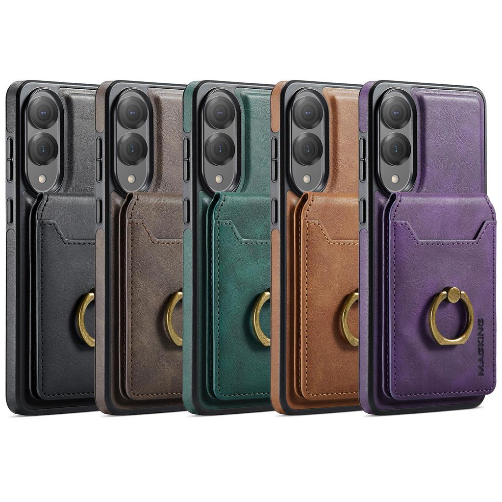 2 In 1 Detachable Cards Solt Ring Leather Case For SAMSUNG S25 Ultra S23 S24 Plus For Magsafe Wireless Charging Wallet Cover