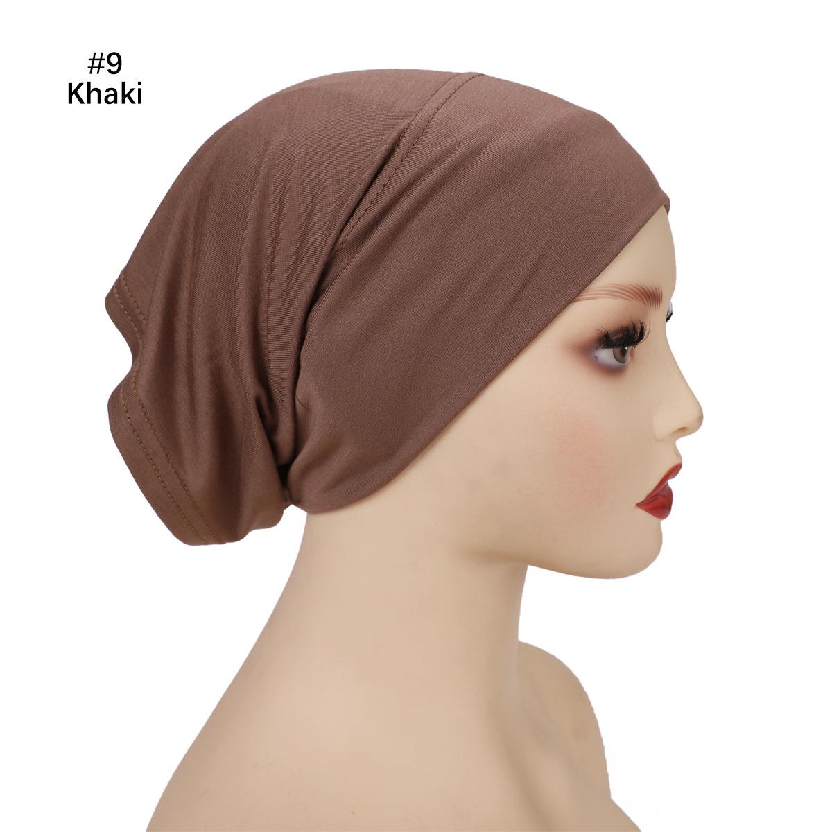 

Однотонная модальная шапка-бини с широкими полями для больших голов - Эластичная шапка-труба с внутренним слоем для усмирения пушащихся волос. One Size