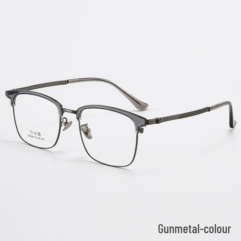 Kemin Men's Titanium Eyebrow Frame: Fashionable, Prescription-Ready Square Design with IP Electroplating - Model 3308.