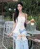 ETRE AU SOMMET Tie Shirt Tube Top (White)