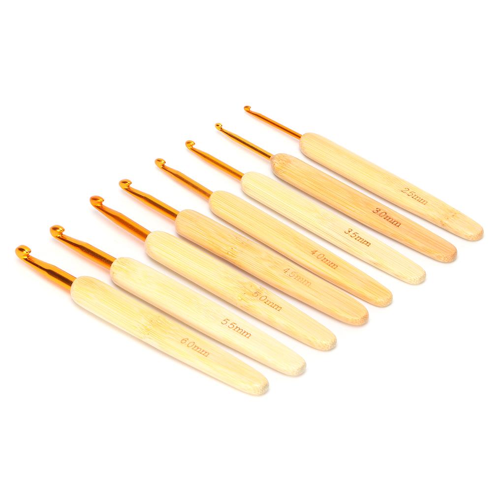 8pcs Aluminium Oxide Crochet Hook Golden Crochet Needles Set for Sweater Knitting