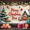 Christmas Decor Display Winter Scene Xmas Display Merry Christmas Banner Gift Boxes Festive Banner For Indoor Celebration Xmas