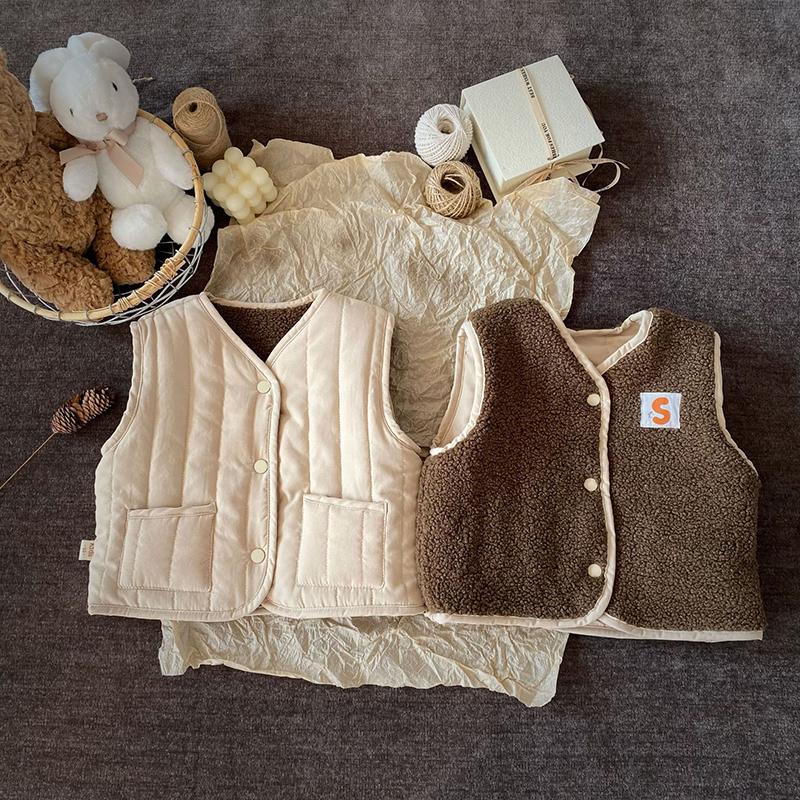 Kinder Herbst Winter Retro Warm Vielseitige Weste Jungen Mädchen Baby Doppelseitige Weste