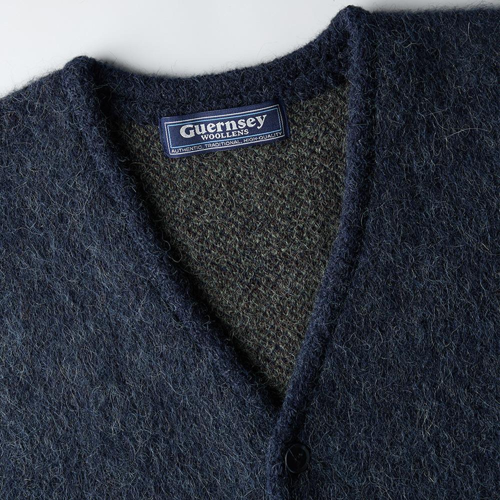 Guernsey Woollens Alpaca V-Neck Cardigan - Navy