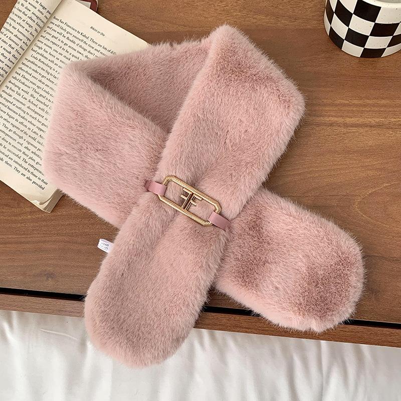 

Autumn and winter scarf women s new warm thickened versatile imitation Rex rabbit hair cute plush scarf