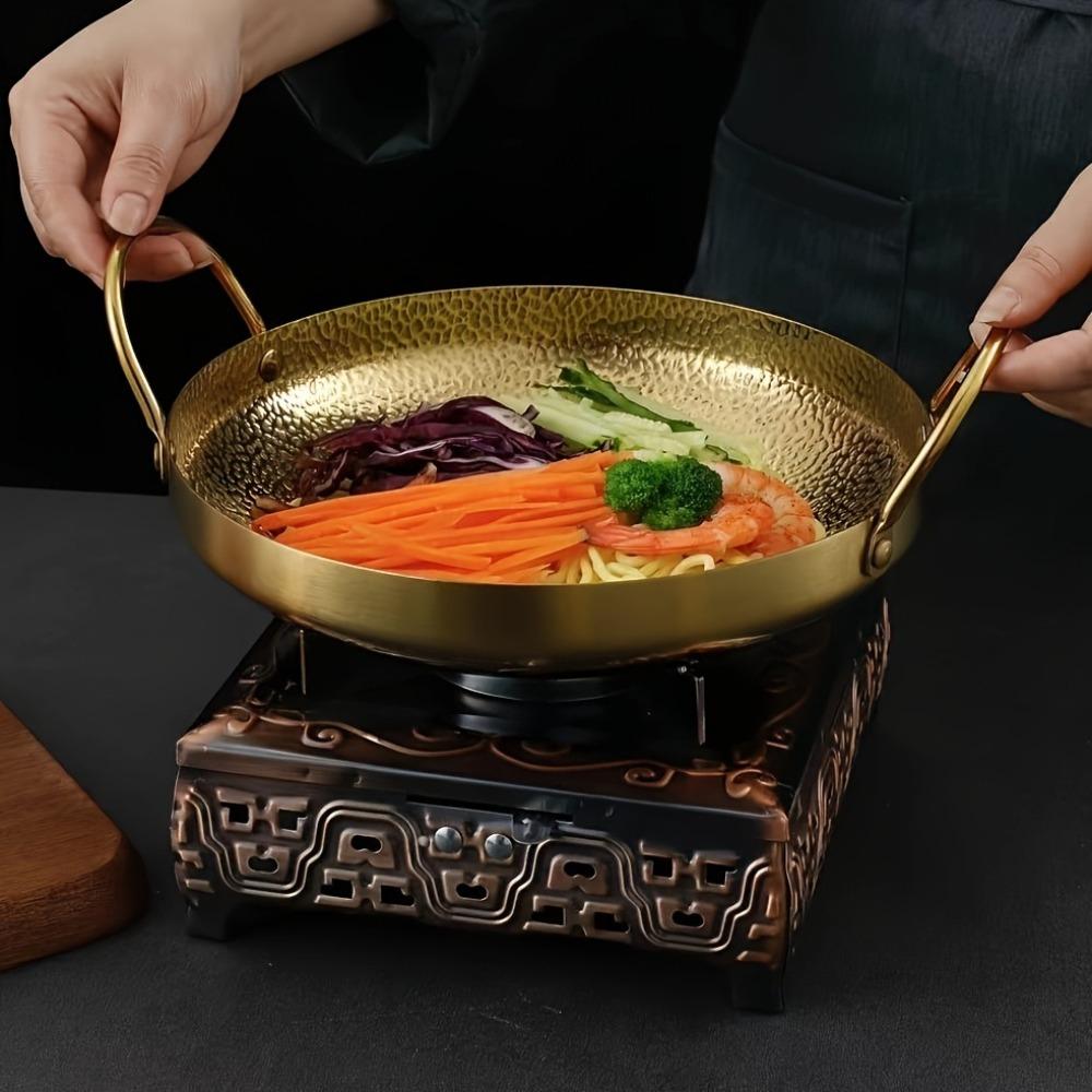 Padella Paella per Frutti di Mare in Acciaio Inossidabile 304 Stile Coreano Padella con Martellatura Ristorante