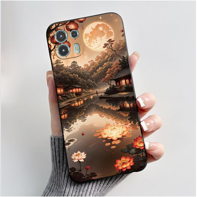 For Motorola Edge 20 Lite Case XT2139-1 Pretty Girl Cute Heart Rabbit Black TPU Silicone Back Cover For Moto Edge 20 Fusion Case