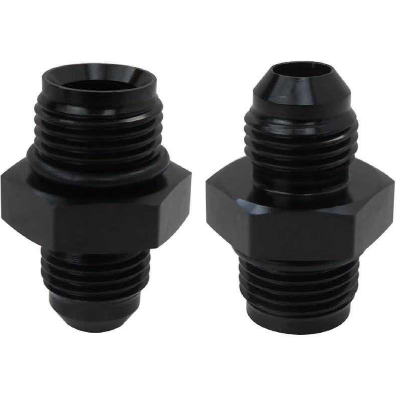 New -6AN 6AN Male Flare to 5/8"-18 Inverted Flare Adapter Fitting Fit for Tru Cooler 40K, Pack of 2, Black