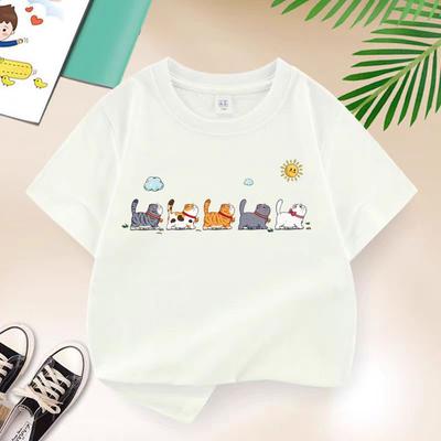 The Cat Family T-shirt for Boys Cotton Kids T Shirt Cartoon Children Casual Clothes Teen Baby Boy Summer Tops 2-14T